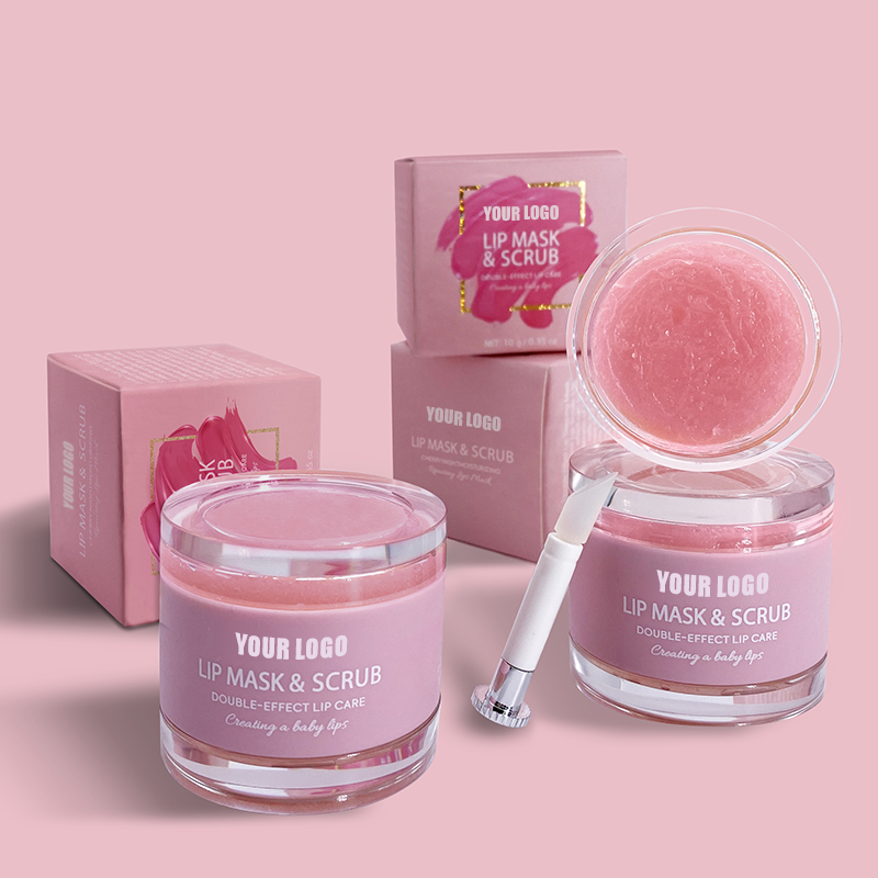 2024 Finest-Promoting 2-in-1 Lip Scrub and Balm Set - Pink Sakura Strawberry Moisturizing and Nourishing Lip Care Package for Wholesale